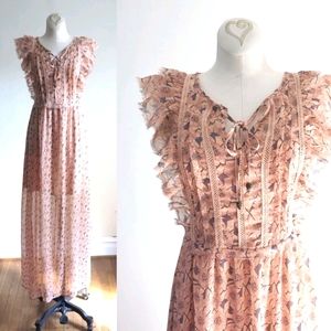 Vintage Inspired Peach🍑 Daisy Lace Maxi Dress